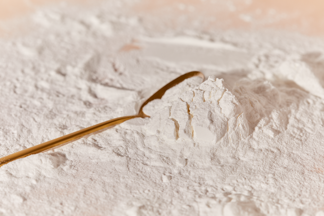 Close-up of Japanese marine collagen powder showcasing its purity