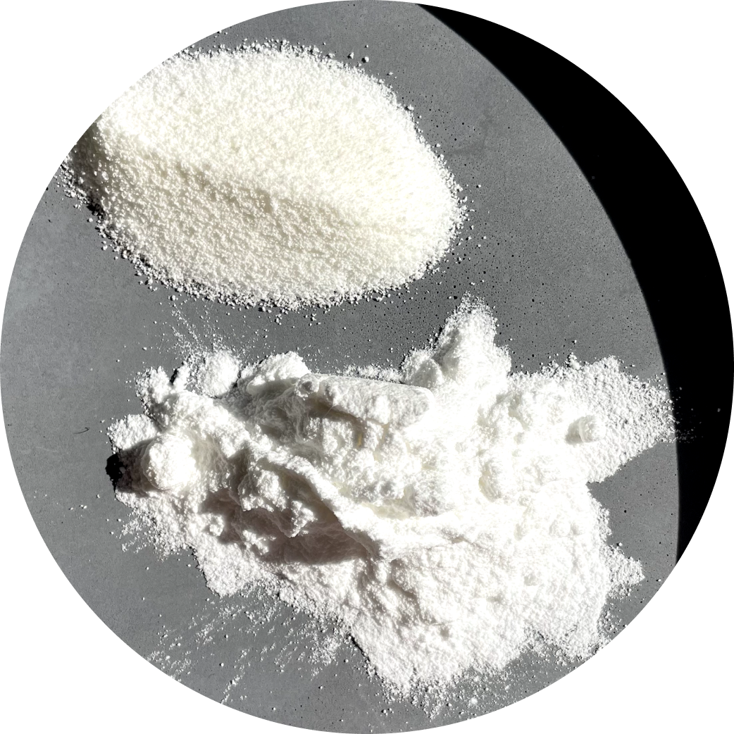 Close up shot of peptide and tripeptide collagen powder, showcasing its difference